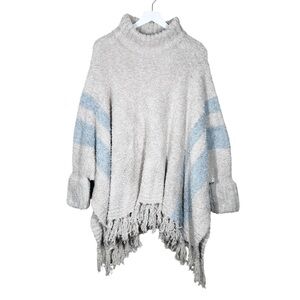 Barefoot Dreams Cozy Chic Beach Poncho Weather Fringe Beige Style 627 One Size